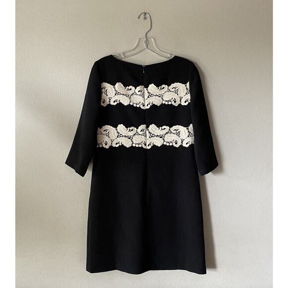 Maggy London Women’s Black Dress Crochet Detail 3/4 Sleeve Size US8 Boho - Picture 4 of 8